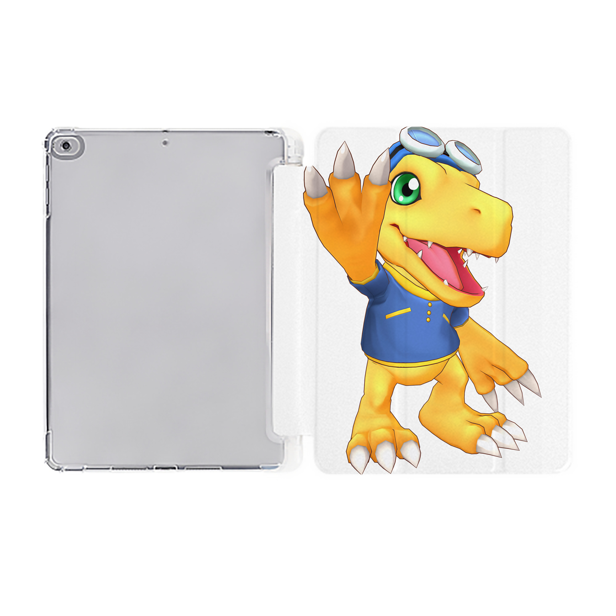 （画像用） Digimon デジタルモンスター/デジモン IPad ケース ペン収納付き 三つ折りスタンド PUレザー×シリコン 対応機種9.5/10.5/10.9インチ